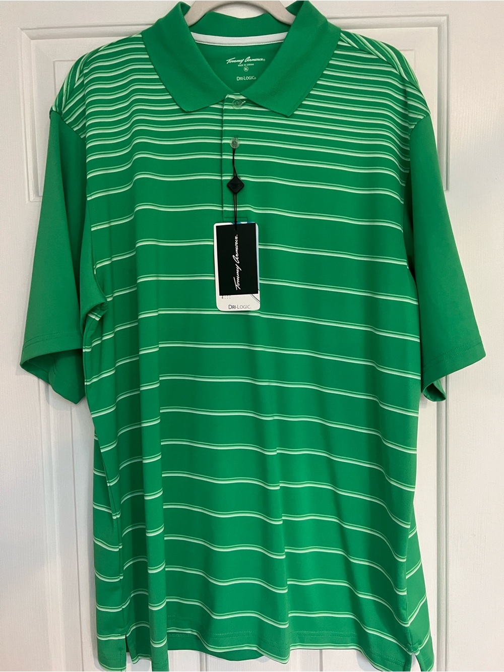 Tommy Armour Men’s Green Striped Polo Shirt - Short Sleeve Performance Sz-XL.NWT